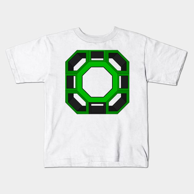 gmtrx seni lawal green skeletal truncated cuboctahedron Kids T-Shirt by Seni Lawal
